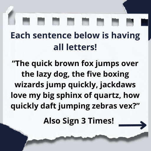 Pangram examples via graphology handwriting analysis.