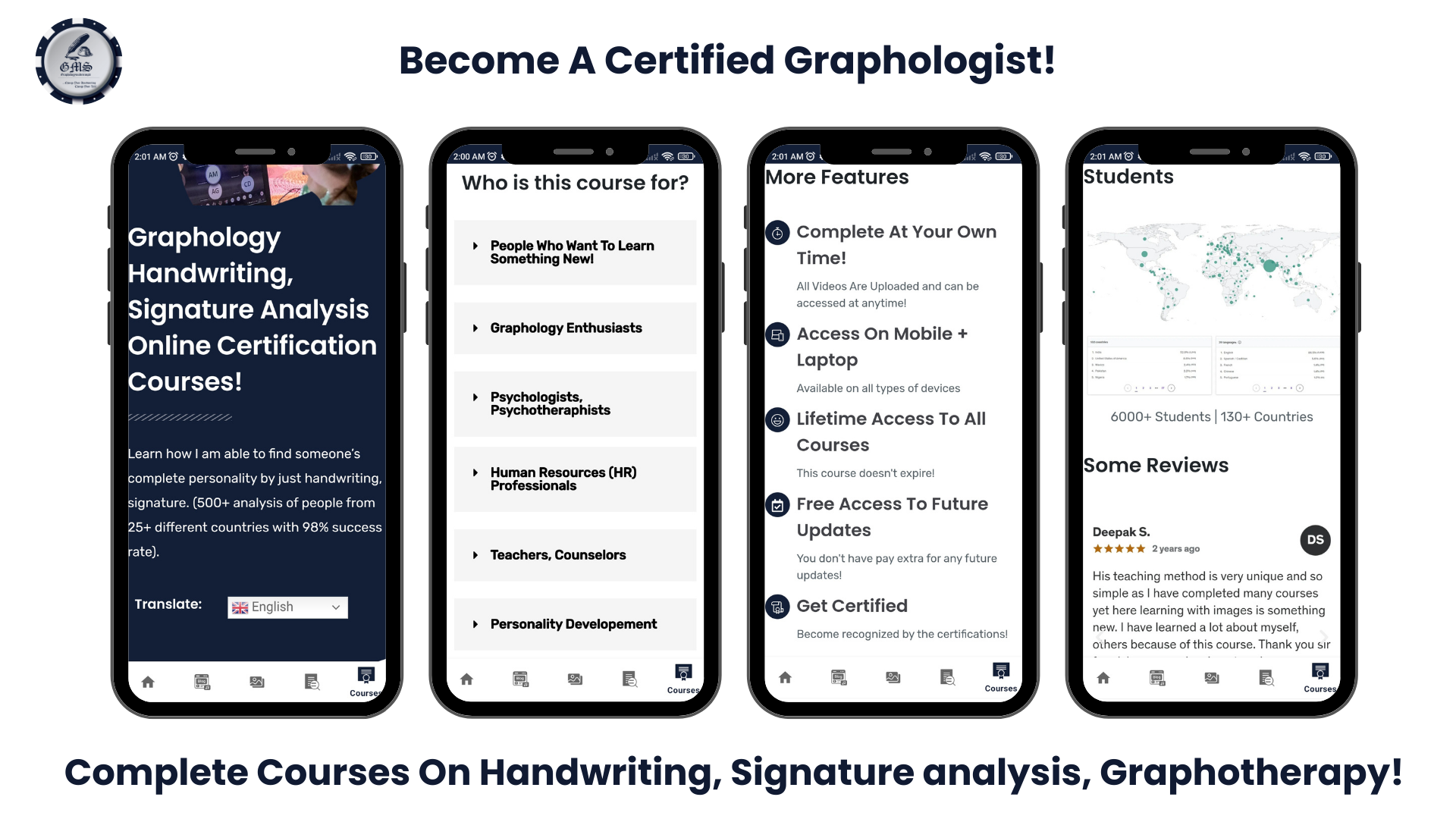 Graphology Handwriting, signature analysis free certification course