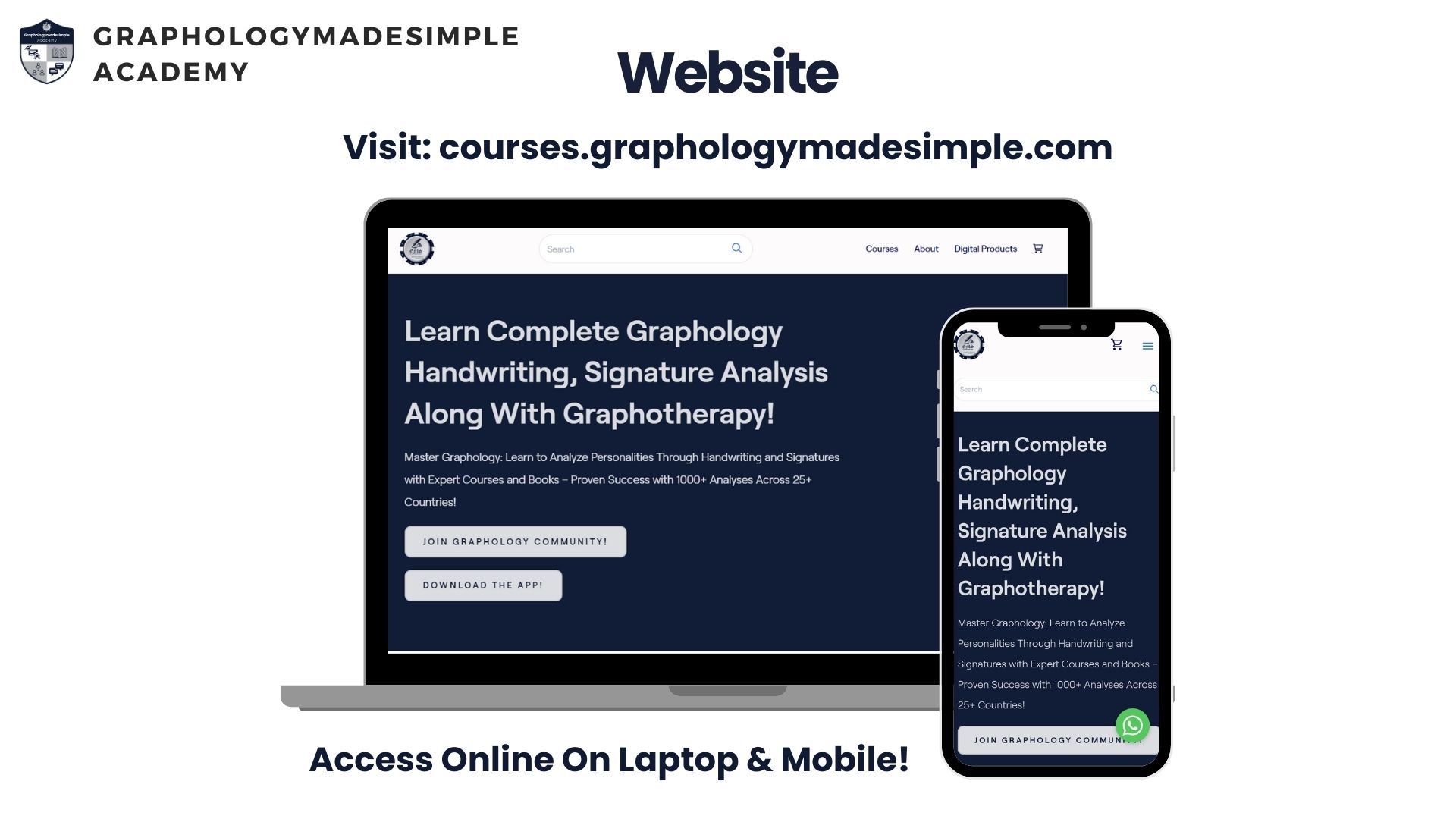 Learn Graphology on Graphologymadesimple Academy website and app for free