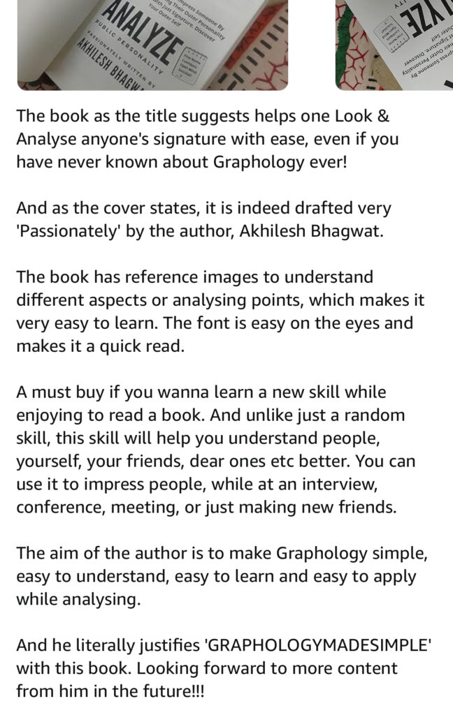 Signature analysis book of Akhilesh Bhagwat